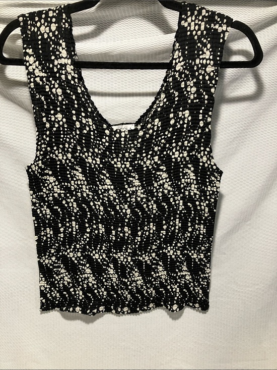 NICOLA Tops - NICOLA Black and White Smocked Dot-Print Tank Top